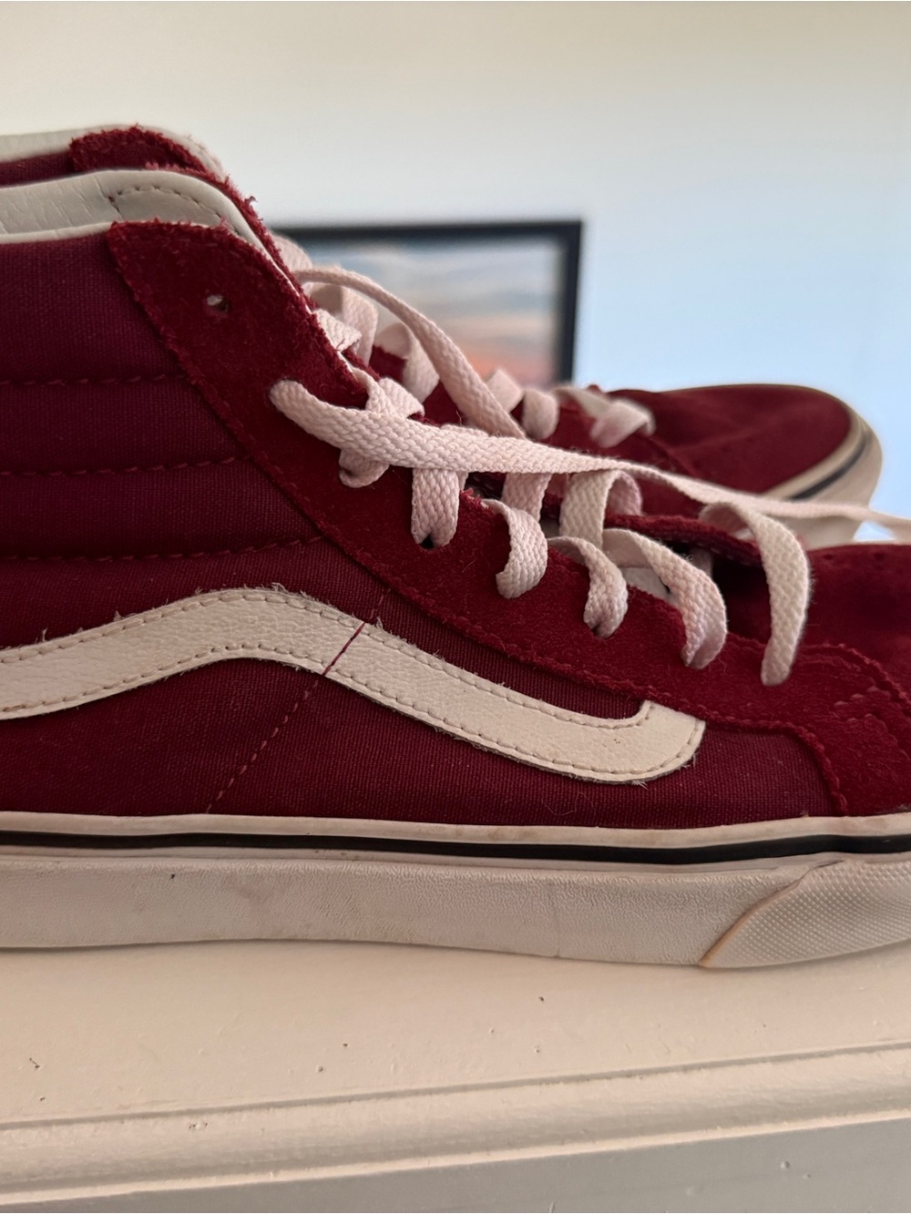 Vans Burgundy High-Top Sneakers with White Stripe